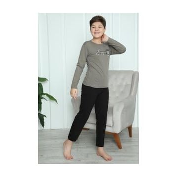 Akbeniz 20418 Gri Erkek Çocuk Penye Pijama Takım