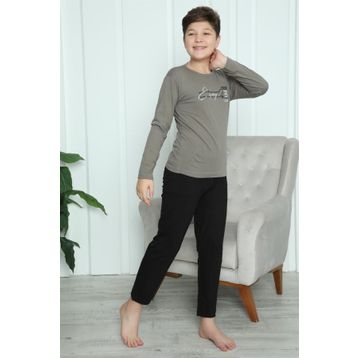 Akbeniz 20418 Gri Erkek Çocuk Penye Pijama Takım