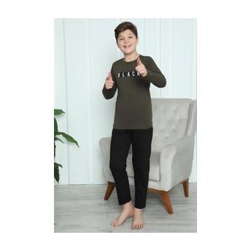 Akbeniz 20419 Siyah Erkek Çocuk Penye Pijama Takım