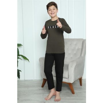 Akbeniz 20419 Siyah Erkek Çocuk Penye Pijama Takım