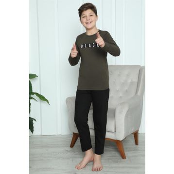Akbeniz 20419 Siyah Erkek Çocuk Penye Pijama Takım
