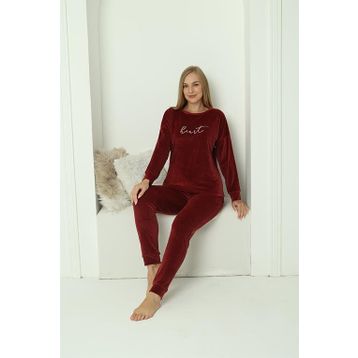 Akbeniz 20624 Kadife Bordo Kadın Pijama Takım