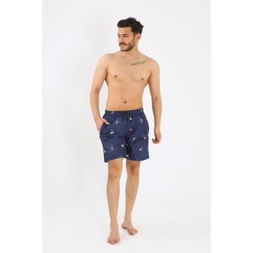 Akbeniz 27526 Lacivert Erkek Desenli Fermuar Cepli Deniz Şortu