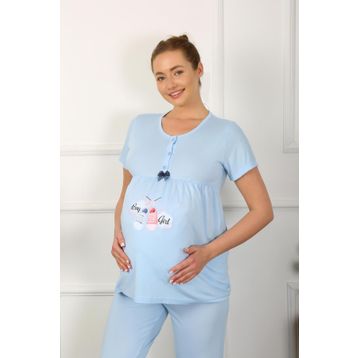 Akbeniz 45210 Mavi Kadın Hamile Pijama Takımı