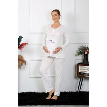 Akbeniz 45501 Ekru Kadın Hamile Pijama Takımı