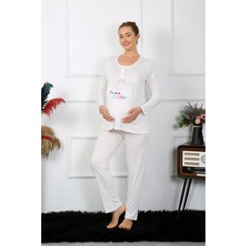 Akbeniz 45501 Ekru Kadın Hamile Pijama Takımı
