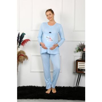 Akbeniz 45501 Mavi Kadın Hamile Pijama Takımı