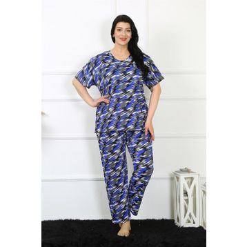 Akbeniz 75010 Saks Büyük Beden Kısa Kol Kadın Pijama Takım