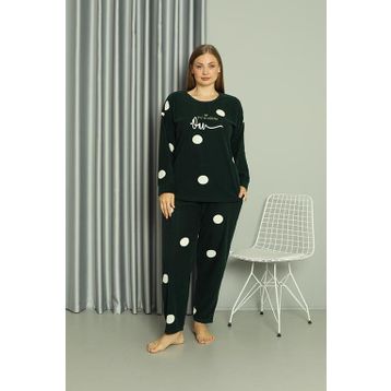 Akbeniz 808045 Petrol Welsoft Polar Büyük Beden Kadın Pijama Takımı