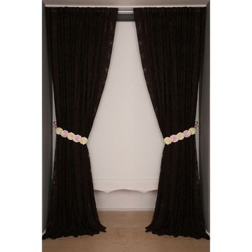 Akça Tekstil 300x260 cm Acı Kahve Damaks Tek Kanat Hazır Dikilmiş Pileli Fon Perde