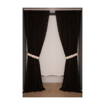 Akça Tekstil 300x260 cm Acı Kahve Damaks Tek Kanat Hazır Dikilmiş Pileli Fon Perde