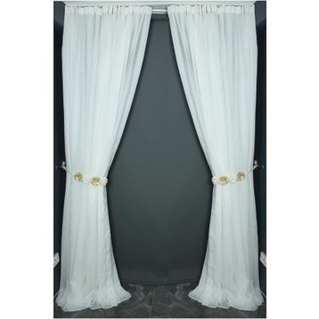 Akça Tekstil 300x260 cm Kırık Beyaz Keten Model Tek Kanat Hazır Dikilmiş Pileli Fon Perde