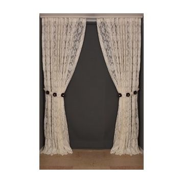 Akça Tekstil 300x260 cm Krem Damaks Model Tek Kanat Hazır Dikilmiş Pileli Fon Perde