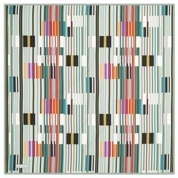 Aker 3410797-951 Yeşil-Krem Geometrik Desenli Sport Tivil Eşarp