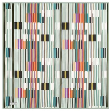 Aker 3410797-951 Yeşil-Krem Geometrik Desenli Sport Tivil Eşarp
