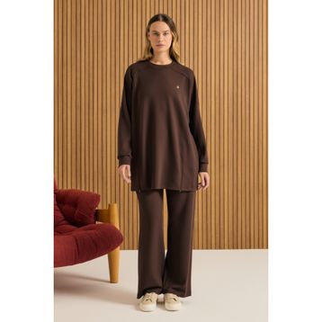 Aker Ekru Beli Lastikli Örme Pantolon