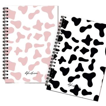 AKILLICA 2'li Noktalı 13x20 cm 56 Yaprak Karton Kapak Siyah + Pembe Motted Series Spiralli Defter
