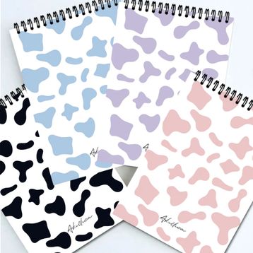 AKILLICA 4'lü 13x20 cm 50 Yaprak Karton Kapak Üstten Mottled Noktalı Spiralli Defter Seti
