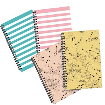 AKILLICA 4'lü Çizgili 13x20 CM 56 Yaprak Karton Kapak Line Sky Series Spiralli Defter