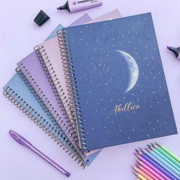 AKILLICA 4'lü Çizgisiz 13x20 cm 56 Yaprak Karton Kapak New Moon Series Spiralli Defter
