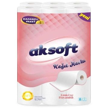 Aksoft 12'li Beyaz Kağıt Havlu