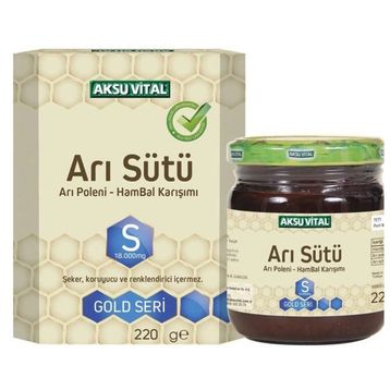 Aksu Vital 220 gr Gold S 18.000 MG Arı Sütü Arı Poleni Ham Bal Karışımı (3 adet)