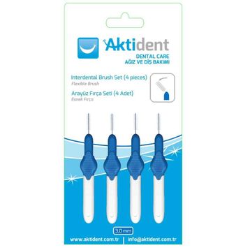 Aktident 3.0 mm 4 Adet Mavi Arayüz Fırçası