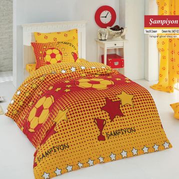 Alak Home Taraftar Sarı-Kırmızı Tek Kişilik Nevresim Takımı