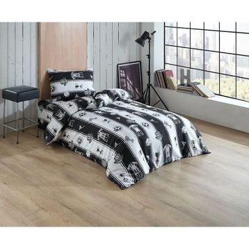 Alak Home Taraftar Siyah-Beyaz Tek Kişilik Nevresim Takımı