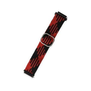 Alan Şanslı 20 mm Watch Siyah Kırmızı Star Kordon