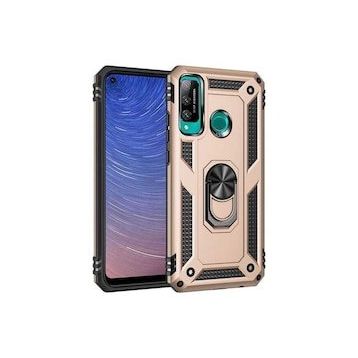 Alan Şanslı Huawei P40 Lite E Sofya Yüzüklü Silikon Kapak Gold Kılıf
