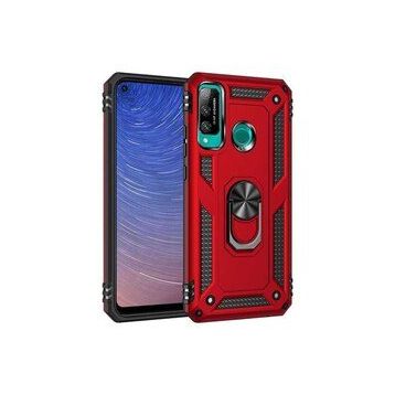 Alan Şanslı Huawei P40 Lite E Sofya Yüzüklü Silikon Kapak Kırmızı Kılıf