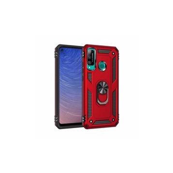 Alan Şanslı Huawei P40 Lite E Sofya Yüzüklü Silikon Kapak Kırmızı Kılıf