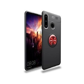Alan Şanslı Huawei Y6P Range Yüzüklü Silikon Siyah Kırmızı Kılıf
