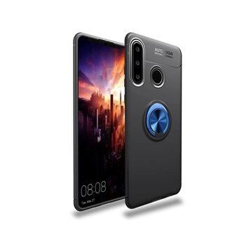 Alan Şanslı Huawei Y6P Range Yüzüklü Silikon Siyah Mavi Kılıf