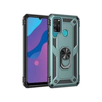Alan Şanslı Huawei Y6P Sofya Yüzüklü Silikon Kapak Yeşil Kılıf