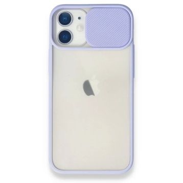 Alan Şanslı iPhone 11 Lila Palm Buzlu Kamera Sürgülü Silikon Kılıf