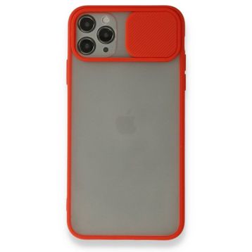Alan Şanslı iPhone 11 Pro Kırmızı Palm Buzlu Kamera Sürgülü Silikon Kılıf