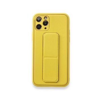 Alan Şanslı iPhone 11 Pro Sarı Coco Deri Standlı Kapak Kılıf
