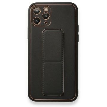 Alan Şanslı iPhone 11 Pro Siyah Coco Deri Standlı Kapak Kılıf