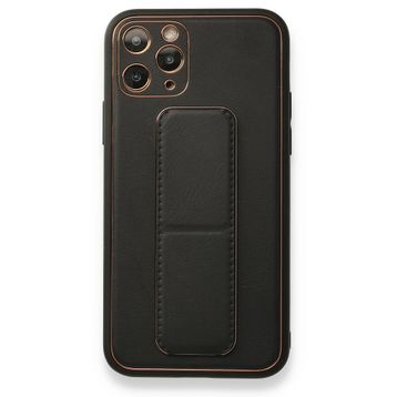 Alan Şanslı iPhone 11 Pro Siyah Coco Deri Standlı Kapak Kılıf
