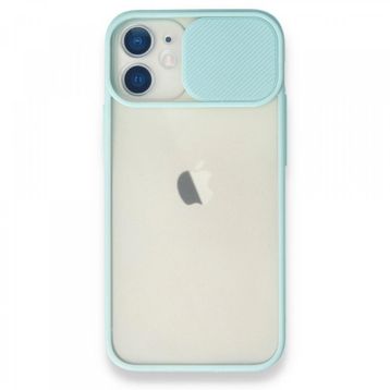 Alan Şanslı iPhone 11 Turkuaz Palm Buzlu Kamera Sürgülü Silikon Kılıf