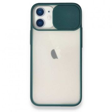 Alan Şanslı iPhone 11 Yeşil Palm Buzlu Kamera Sürgülü Silikon Kılıf