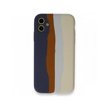 Alan Şanslı iPhone 12 Ebruli Lansman Silikon Lacivert Krem Cep Telefonu Kılıfı