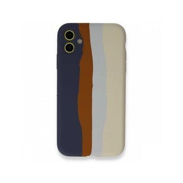Alan Şanslı iPhone 12 Ebruli Lansman Silikon Lacivert Krem Cep Telefonu Kılıfı