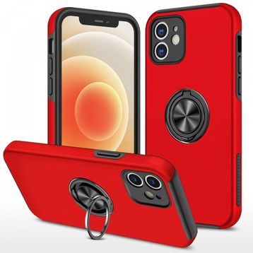 Alan Şanslı iPhone 12 Elit Yüzüklü Kapak Kırmızı Kılıf