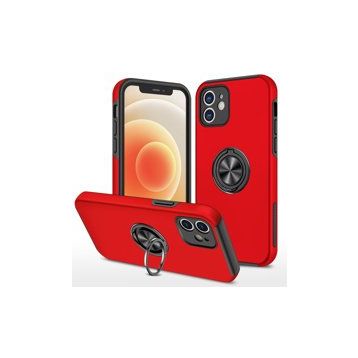 Alan Şanslı iPhone 12 Elit Yüzüklü Kapak Kırmızı Kılıf