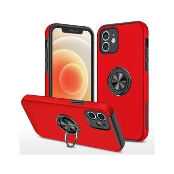 Alan Şanslı iPhone 12 Elit Yüzüklü Kapak Kırmızı Kılıf