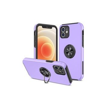 Alan Şanslı iPhone 12 Elit Yüzüklü Kapak Mor Kılıf