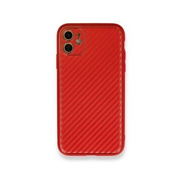 Alan Şanslı iPhone 12 Kırmızı Coco Karbon Silikon Arka Kapak